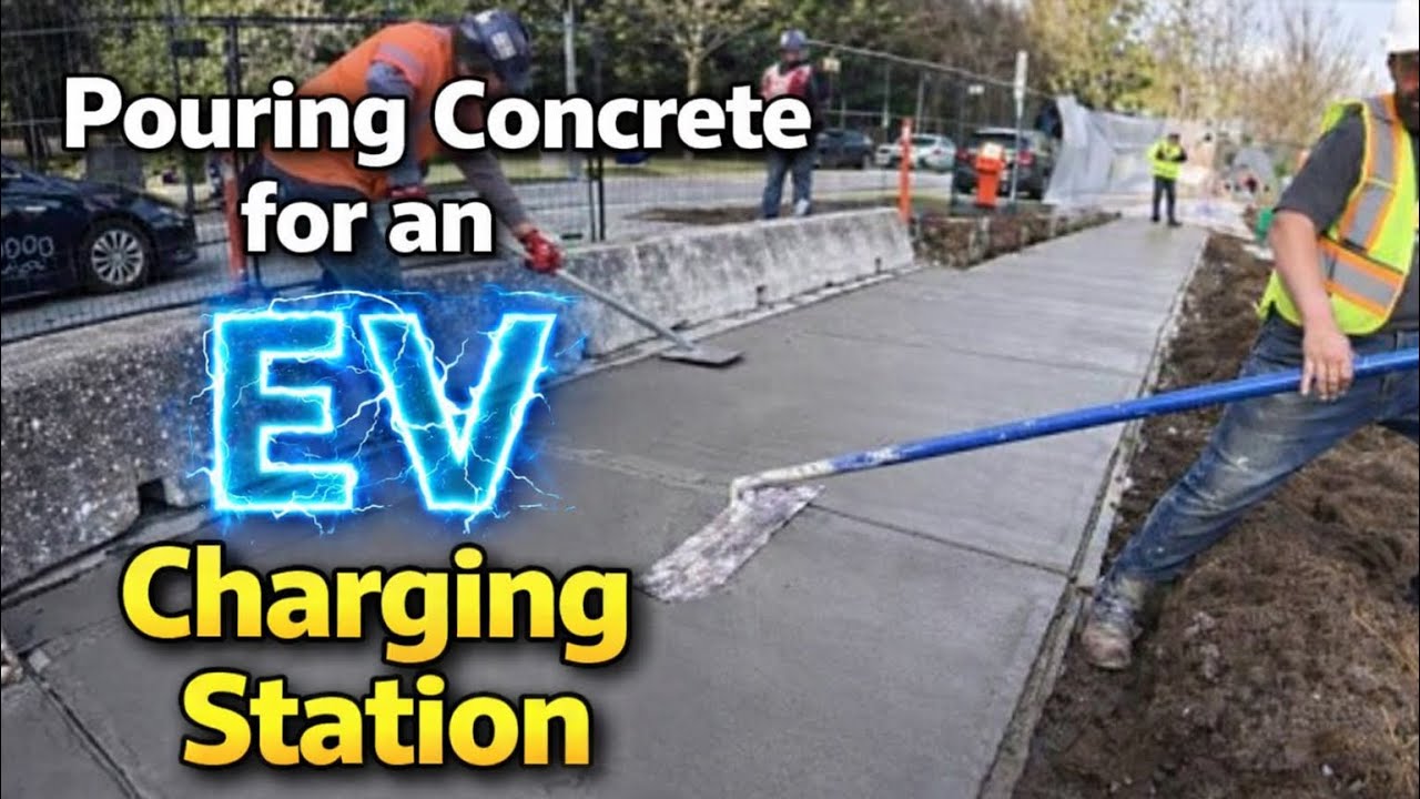 Pouring Concrete for EV Charging Stations