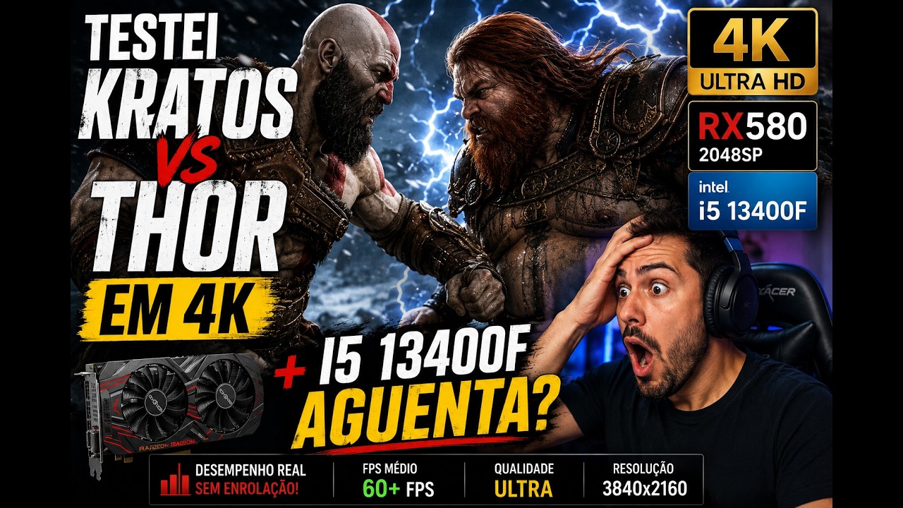 Testei Cratos e Thor em jogos 4K e eis o que aconteceu.