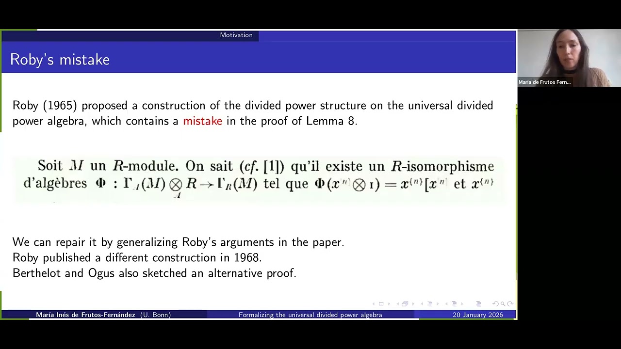 María Inés de Frutos Fernández - the universal divided power algebra (Lean Together 2026)