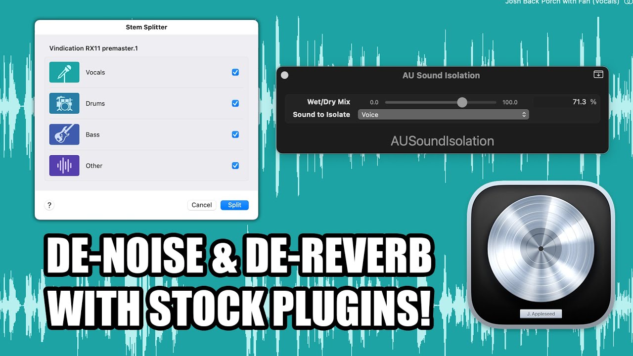 Удаление шума и реверберации в Logic Pro 11 (Stem Splitter + AUSoundIsolation)