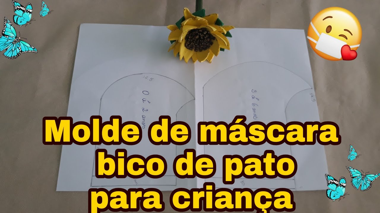 Como fazer molde de máscara bico de pato para crianças (0 á 6 anos)