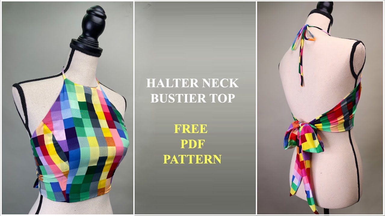 DIY Free Pattern - Halter Neck Bustier Crop Top + PDF Pattern
