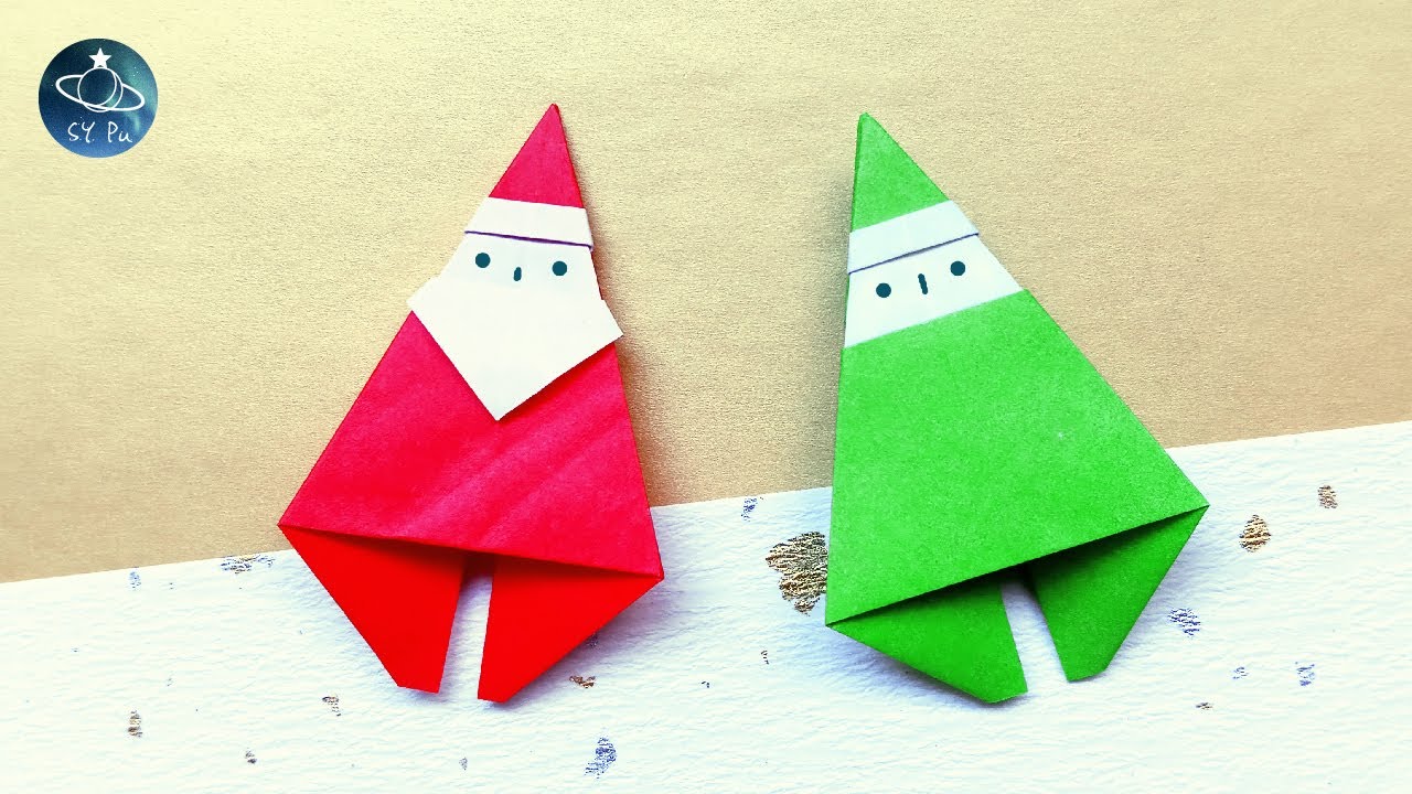 Santa Claus Talltall & Elf Easy Origami tutorial║聖誕老人高高 小精靈 簡單 摺紙 教學║サンタクロース クリスマ スエルフ 簡単 折り紙