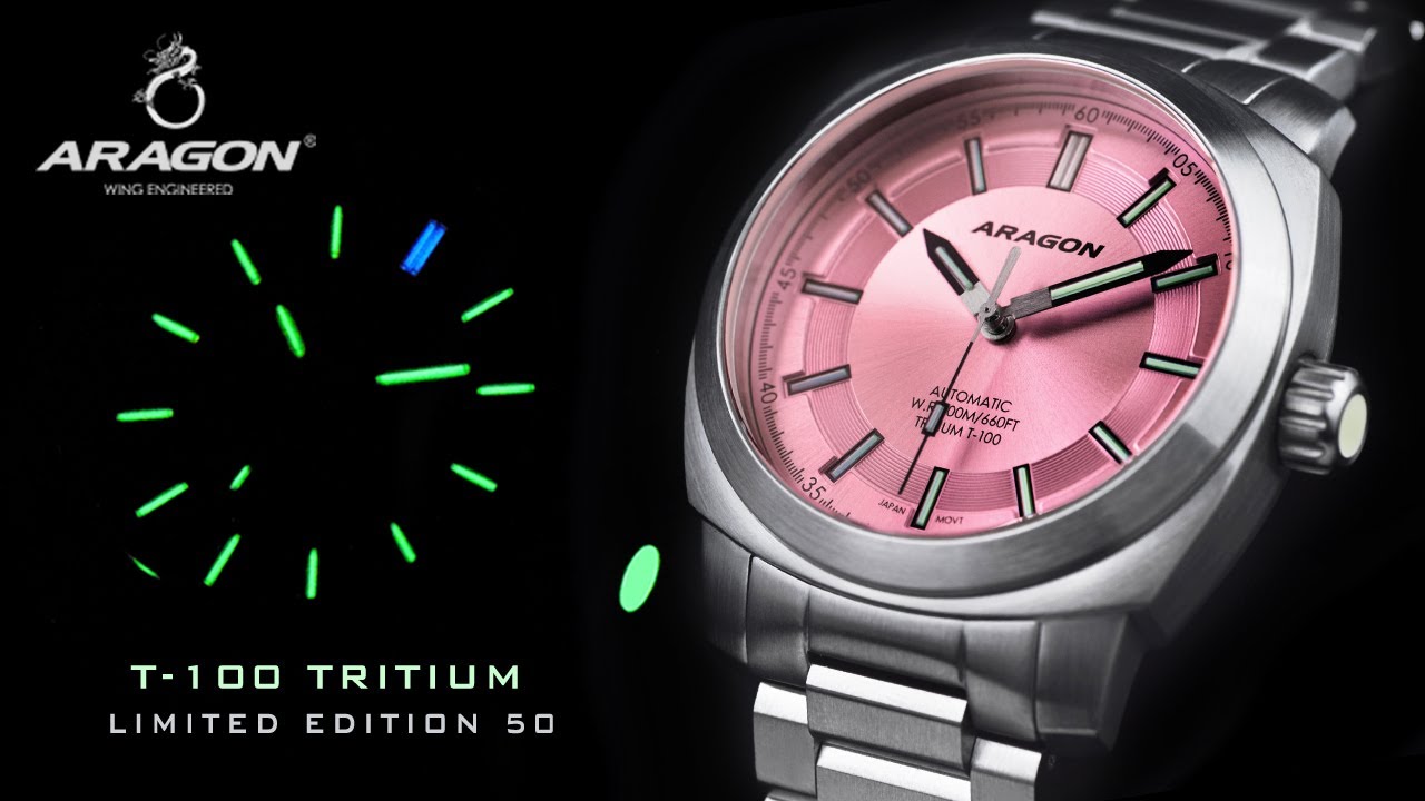 ARAGON® Parma T-100 Tritium Automatic Pink Dial Limited Edition