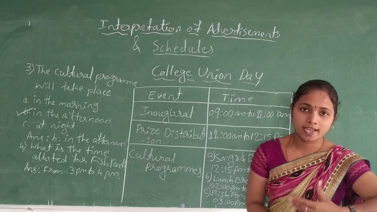Grammar - Interpretation of Advertisements and Schedules