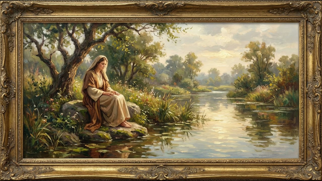 Peaceful River Reflection – Classic Framed Painting in 4K | 8 Hours | TV Art Screensaver
