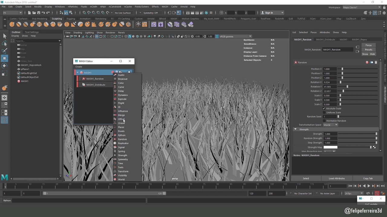 Tips and Tricks - Quickly Grass with MASH / Maya - #0007