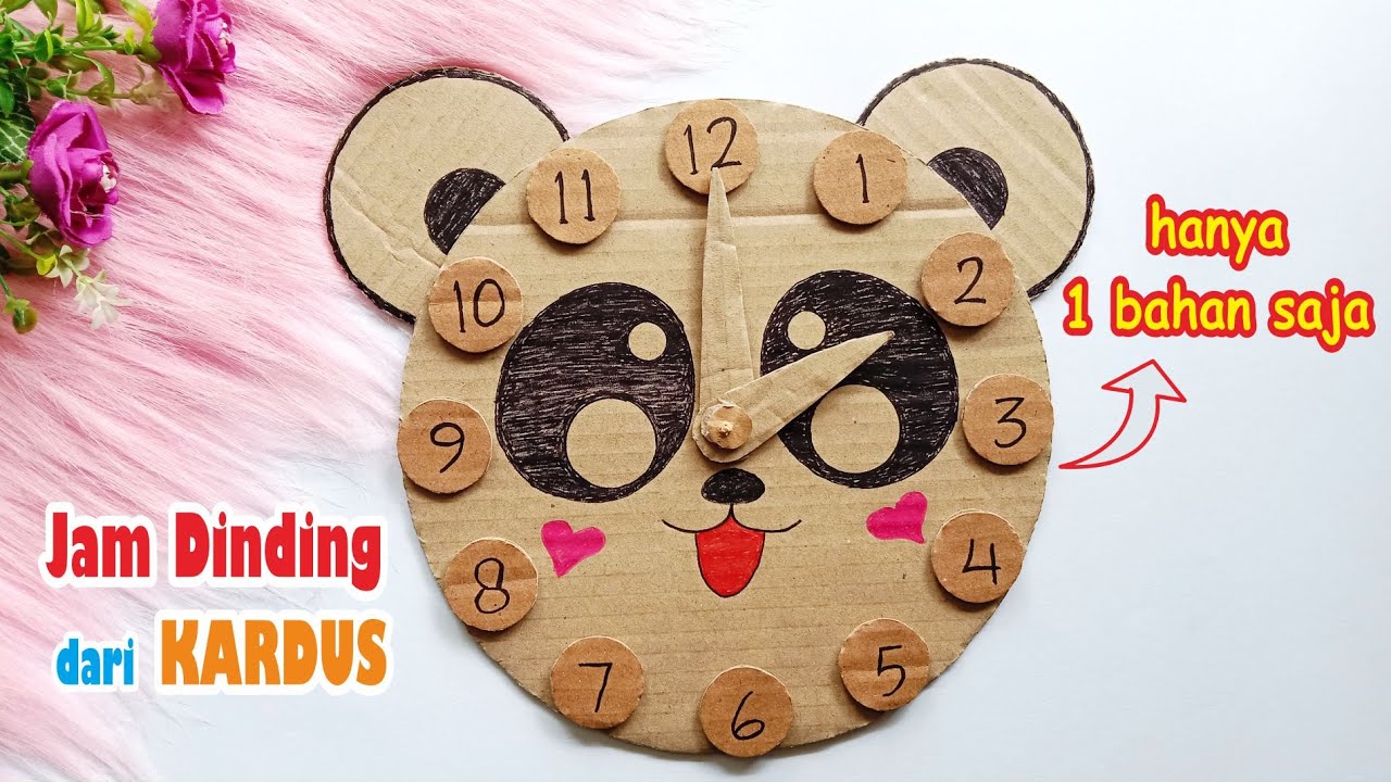 Jam Dinding dari Kardus Bentuk Panda II Wall Clock Making Craft Ideas