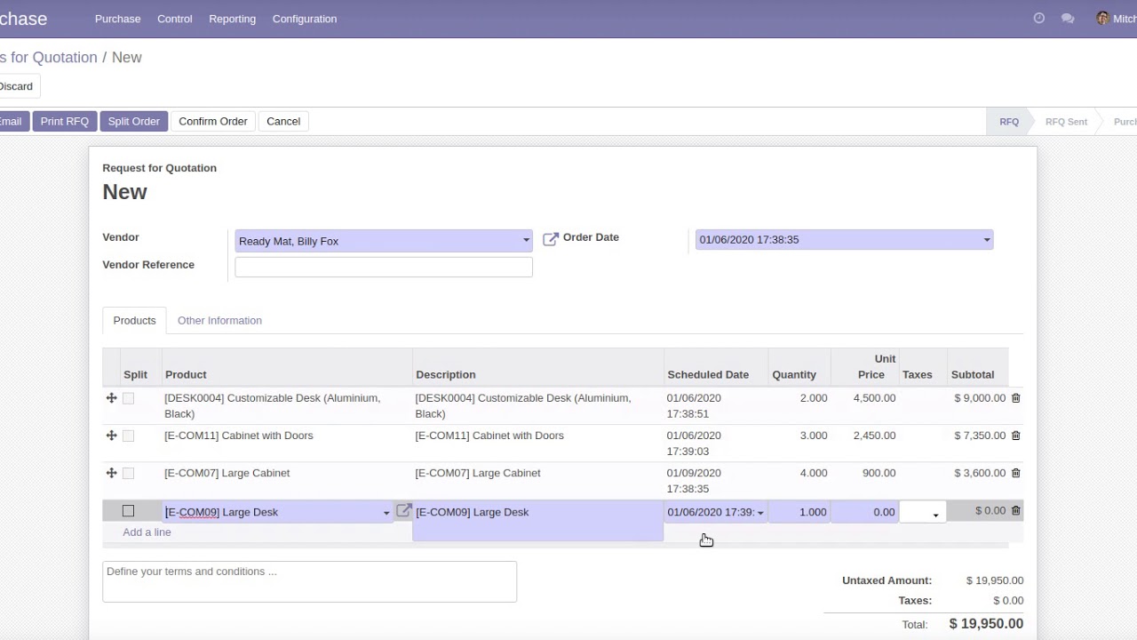 Purchase Order Split
