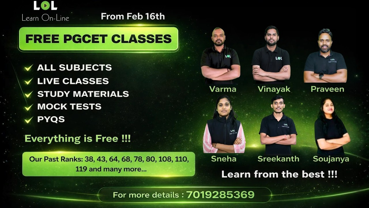 PGCET FREE CLASSES 2026 |ಕನ್ನಡದಲ್ಲಿ | Learn On-Line