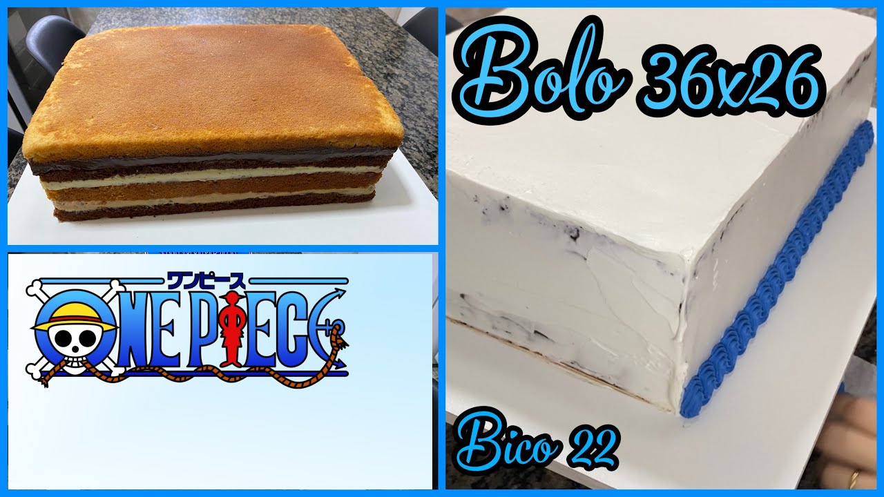 BOLO ONE PIECE| BOLO 36x26 PRA 60 FATIAS | SILVANA SOUZA