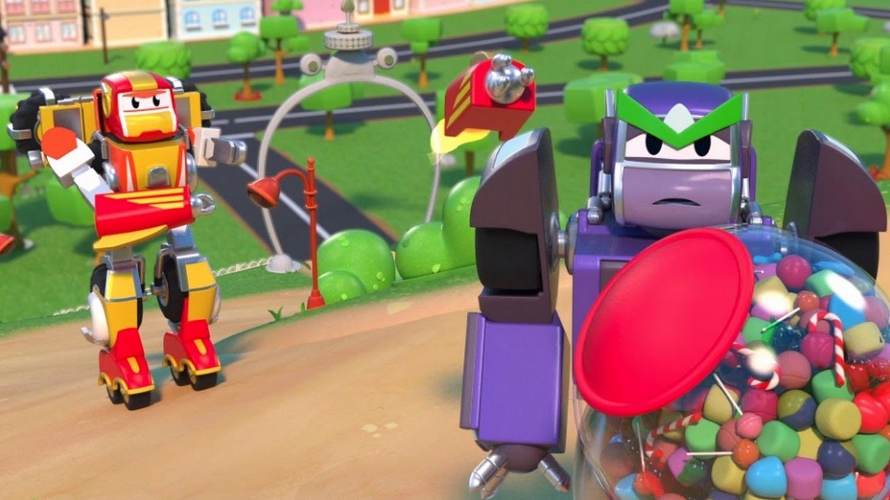 Go! Go! Stop the CANDY THIEF! | RoboFuse - Superhero Rescue | Trucks Videos for Children