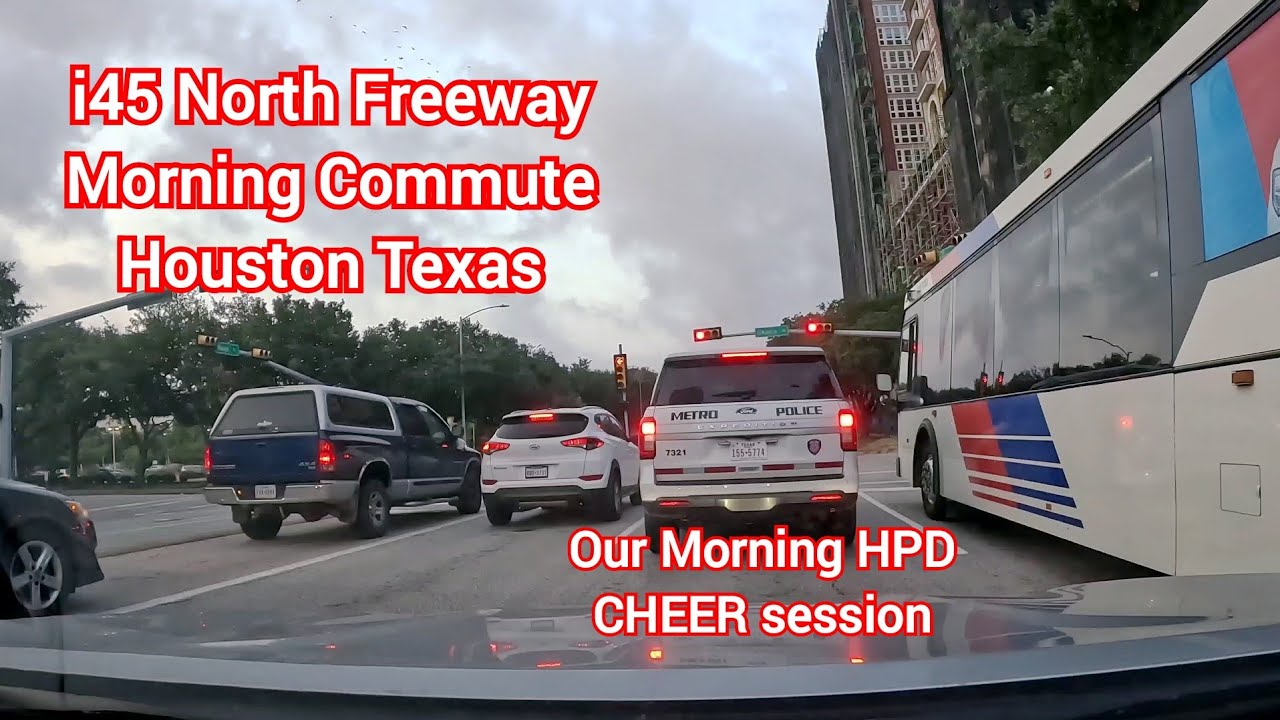 4K i45 North Freeway HOV Houston Texas Morning Commute