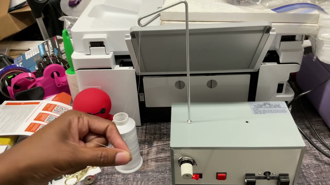 Using the bobbin winder that came with the Smartstitch embroidery machines