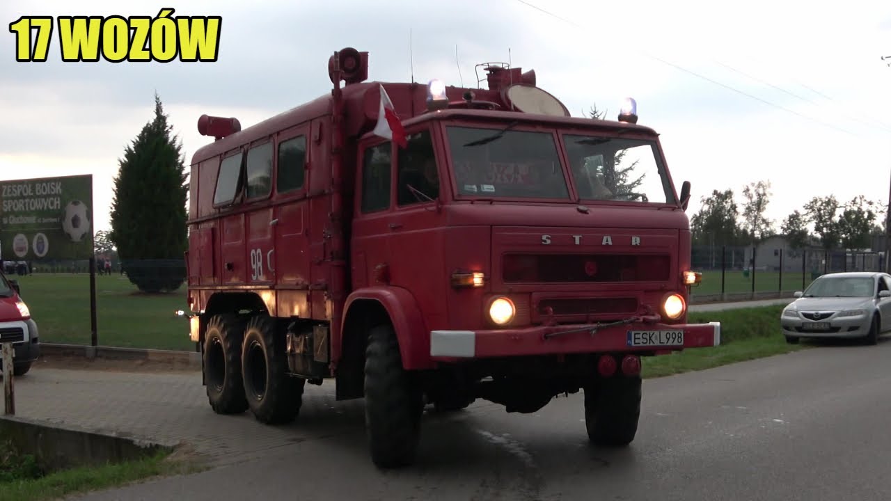 Alarmowo 17 wozów strażackich z jednostek OSP z powiatu skierniewickiego