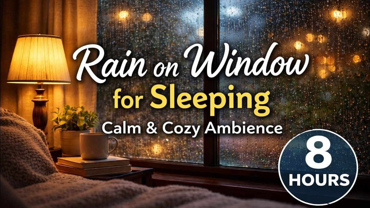 Rain on Window for Sleeping | Calm & Cozy Ambience (8 Hours)