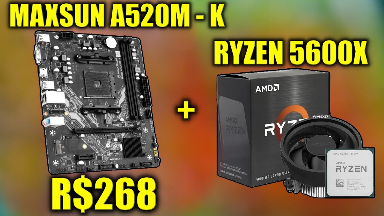 A520M - K MAXSUN - PLACA MÃE BARATA PARA AMD RYZEN - UNBOXING E TESTE COM RYZEN 5600X