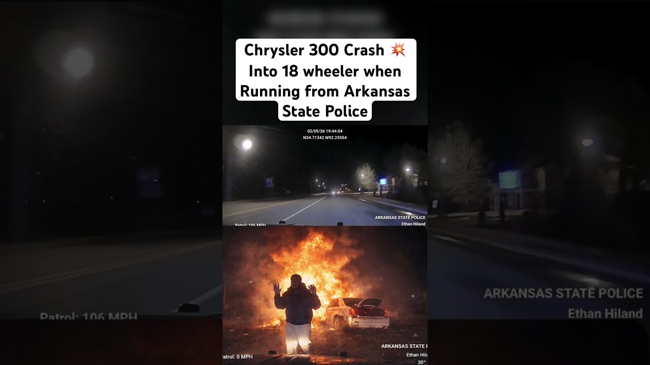 Автомобиль Chrysler 300 врезался в 18-колесный грузовик, когда водитель пытался скрыться от полиц...