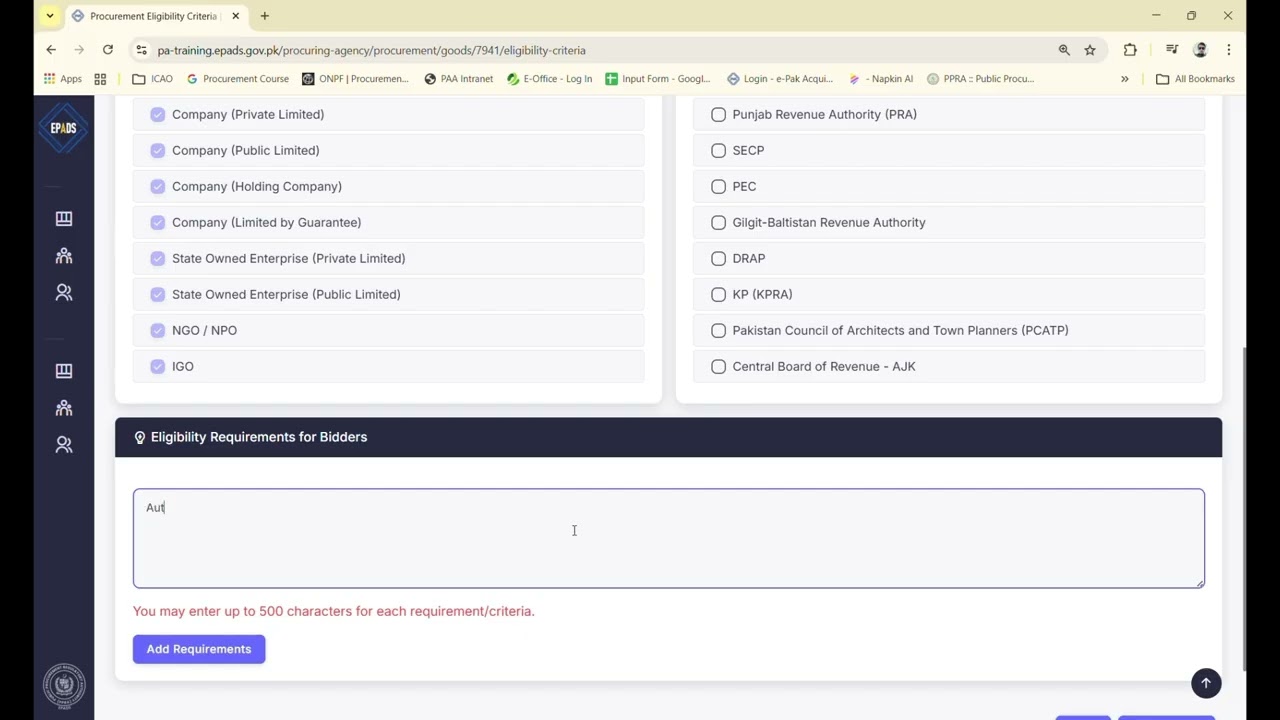 EPADS V2.0 RFQ Complete Tutorial | Create Request for Quotation, Define Eligibility Criteria