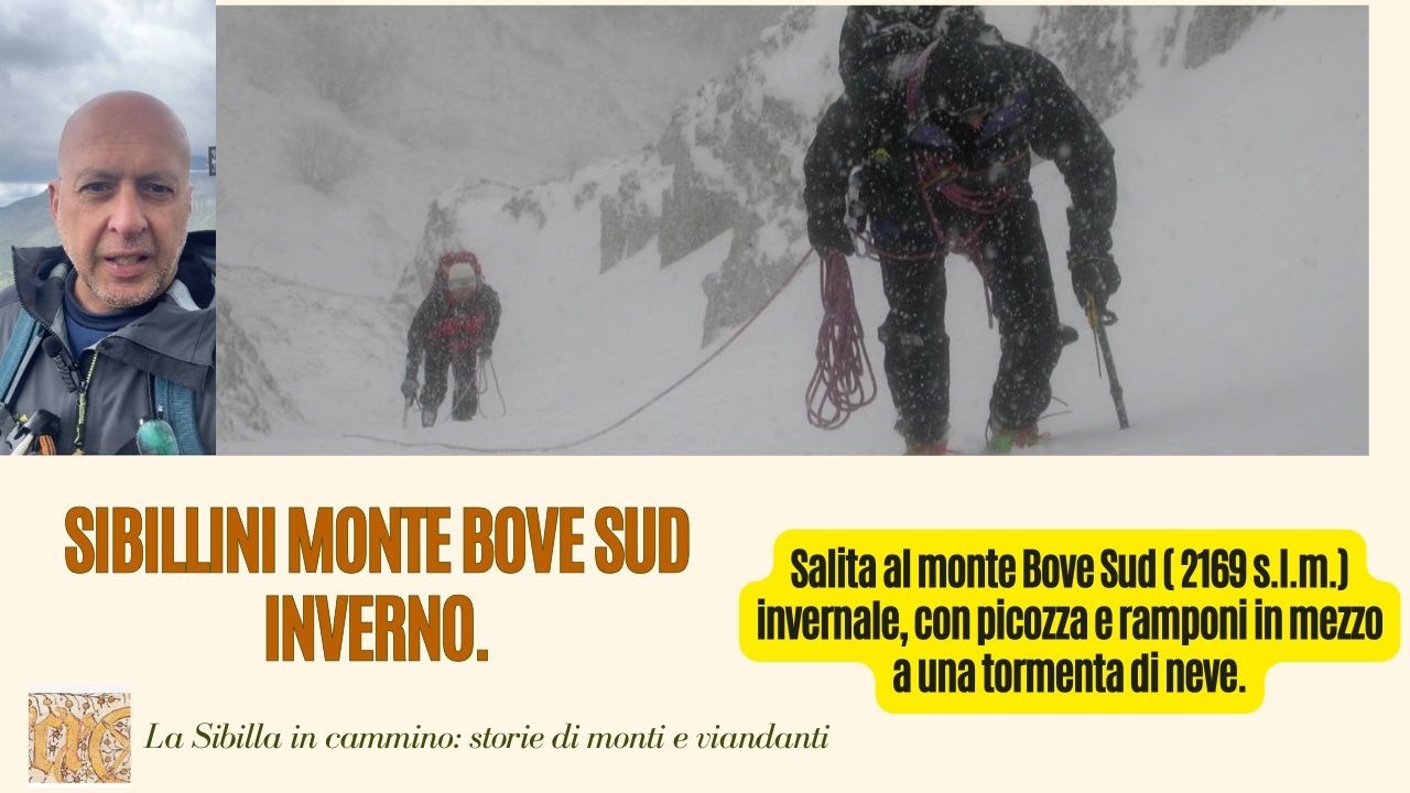 Sibillini Monte Bove Sud invernale con ramponi e picozza. #sibillaincammino #montebovesud