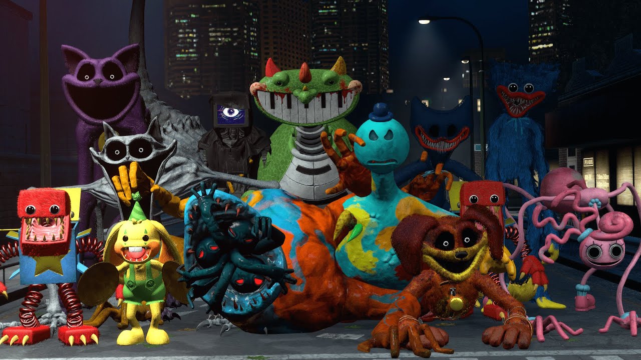 Surviving 1, 2, 3 & 4 Monsters AT NIGHT, Poppy playtime | Garry's Mod