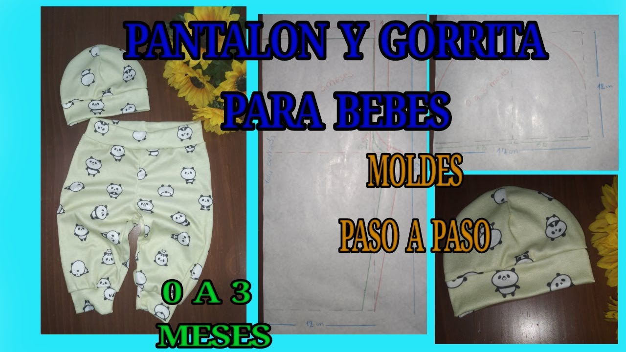 COMO HACER PANTALONES Y GORRITAS PARA BEBES DE 0 A 3 MESES👶💖💖MOLDES PASO A PASO 💖💖🥰