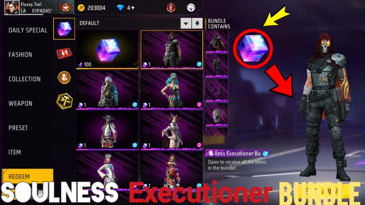 UNBOXING the RARE Soulless Executioner Bundle!! | OLD BUNDLE RETURNS?! 🔥💀 Free Fire Legendary Look!