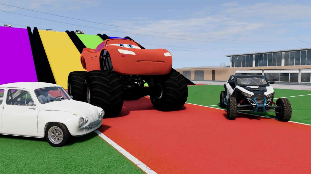 Flatbed Truck Mcqueen | Transportation with Truck - Pothole vs Car #000 - BeamNG.Drive