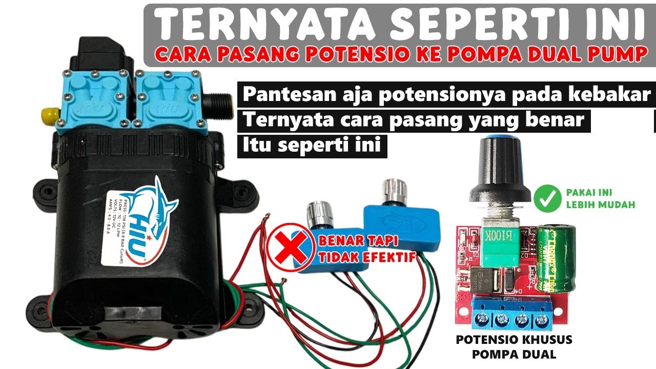 Cara Pasang Potensio untuk Pompa DC 12V DUAL PUMP Dinamo Pompa Dobel Saklar dan Pengatur Kecepatan