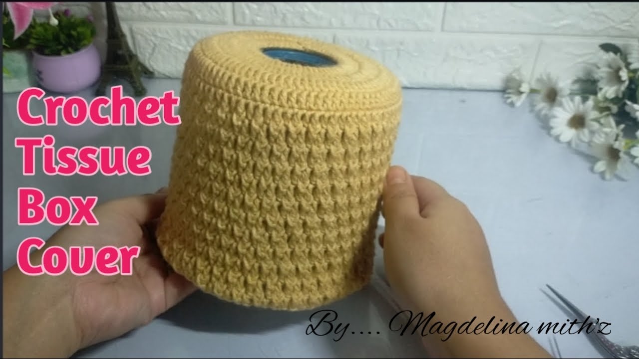 Crochet tissue box cover ~ Toturial Mengait Sarung kotak Tisu Bentuk bulat