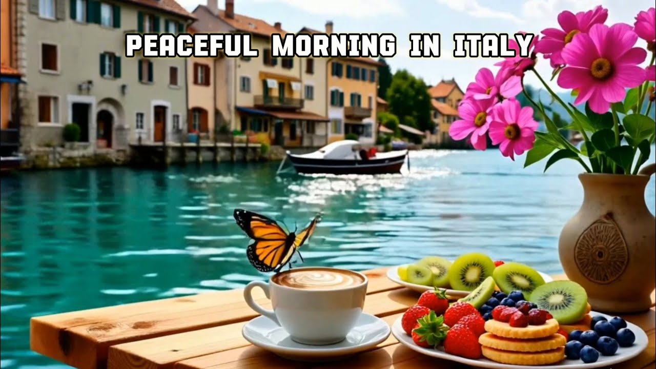 Peaceful Italian Lakeside Morning ☕ Relaxing Café Ambience with Soft Jazz