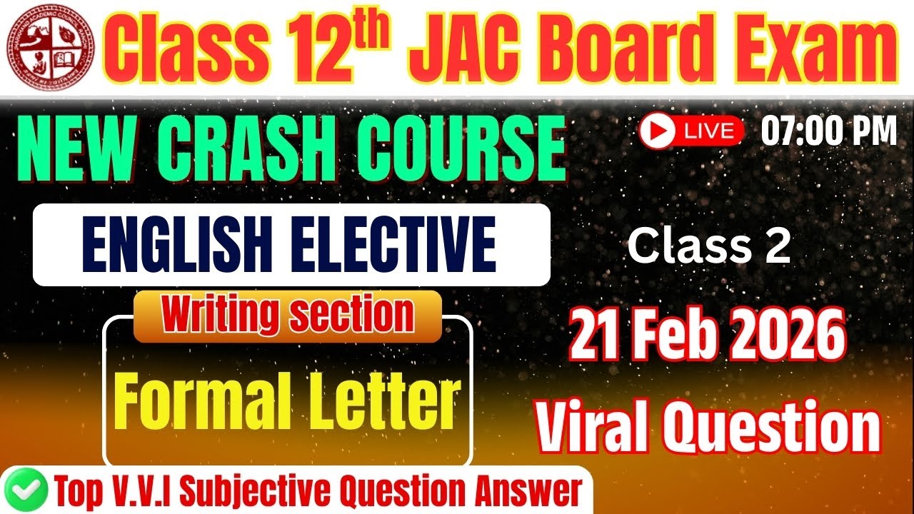 || NEW CRASH COURSE || Class 12th English elective / core | Writing section | JAC BOARD 2026