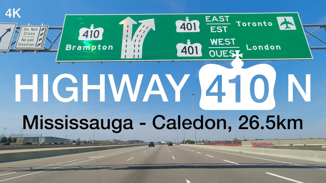 Highway 410 North from Mississauga to Caledon Ontario, 26.5km