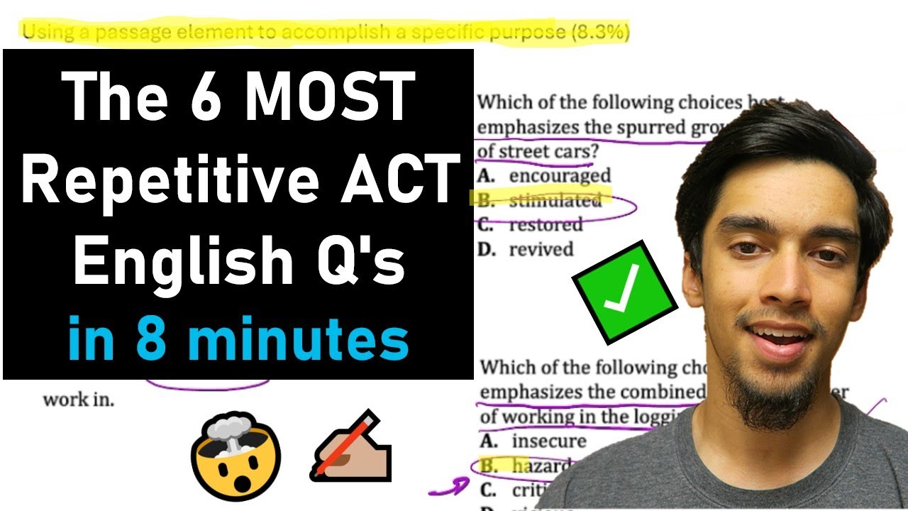 6 самых повторяющихся типов вопросов ACT® ENGLISH (с примерами разбора!) за 8 минут!