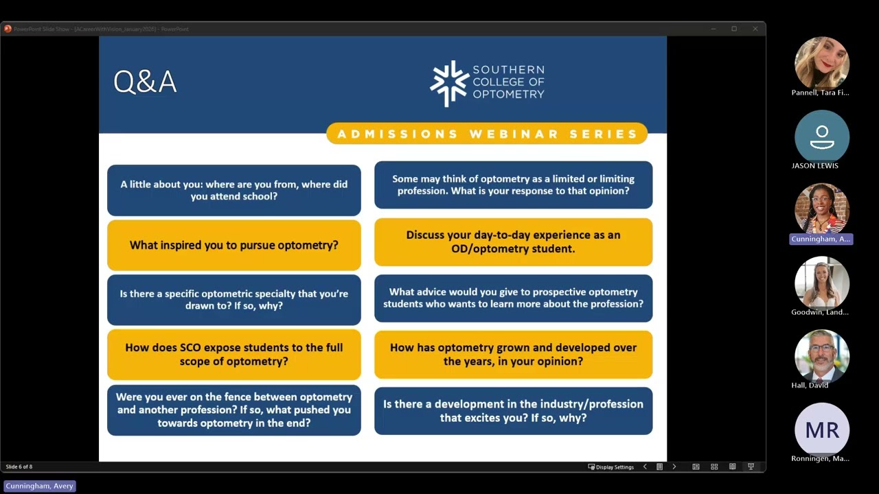 SCO January Webinar | Optometry: A Career with Vision | January 23