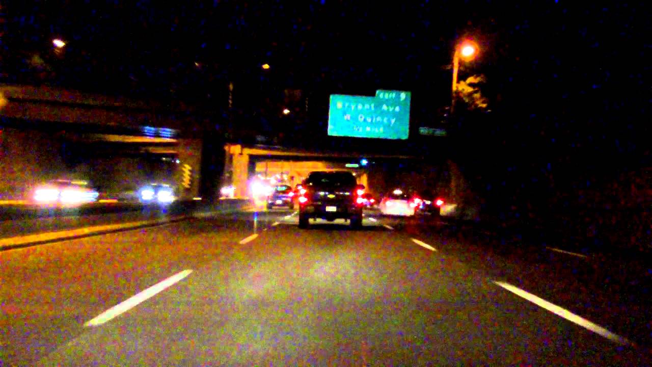 Southeast Expressway (Interstate 93 Exits 18 to 7) southbound (Night)
