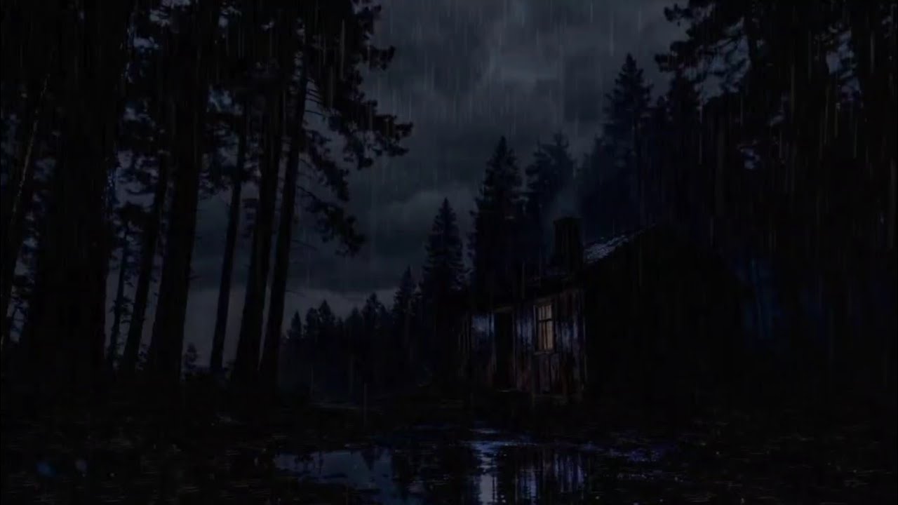 Rainy Forest Cabin at Night 🌧 Soothing Rain Sounds for Sleeping