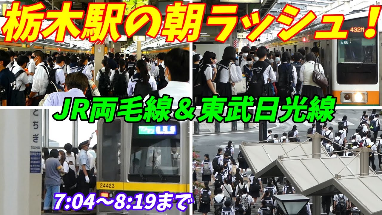 【どれぐらい混むの？】特急通勤が有名？栃木駅の朝ラッシュ！JR両毛線＆東武日光線！【栃木県栃木市】発車メロディー
