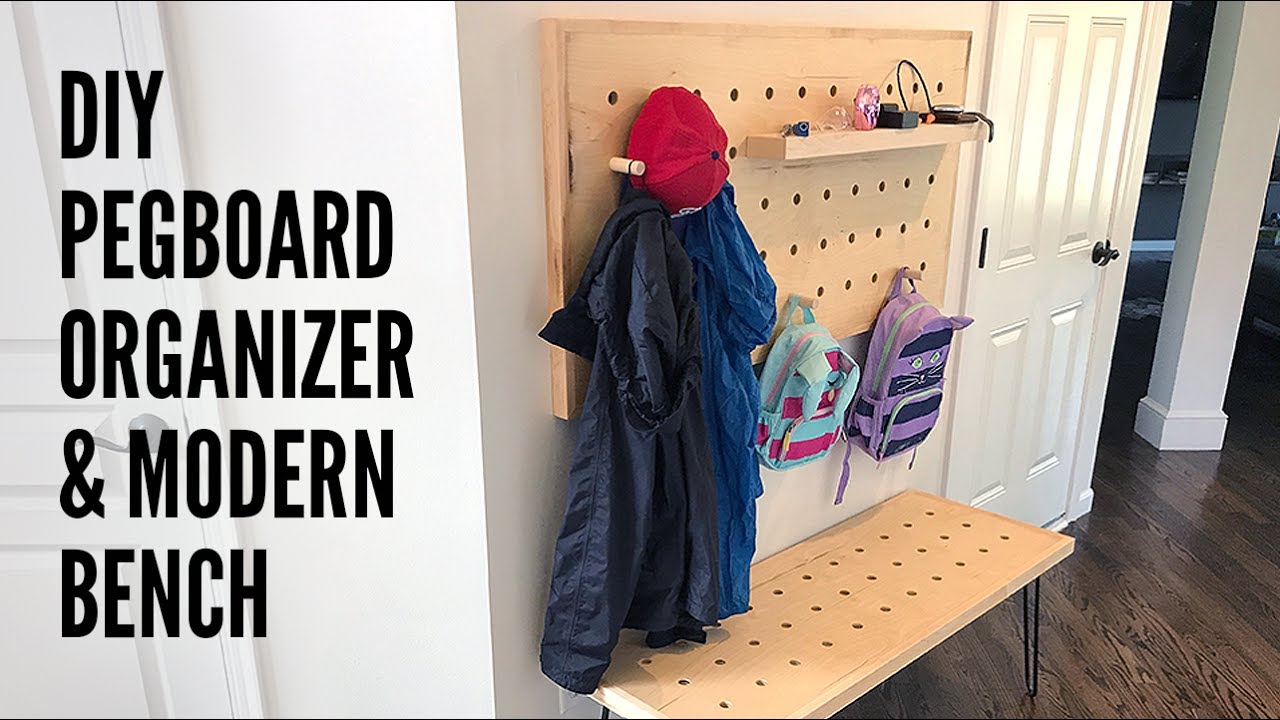 DIY Pegboard Organizer and Modern Bench
