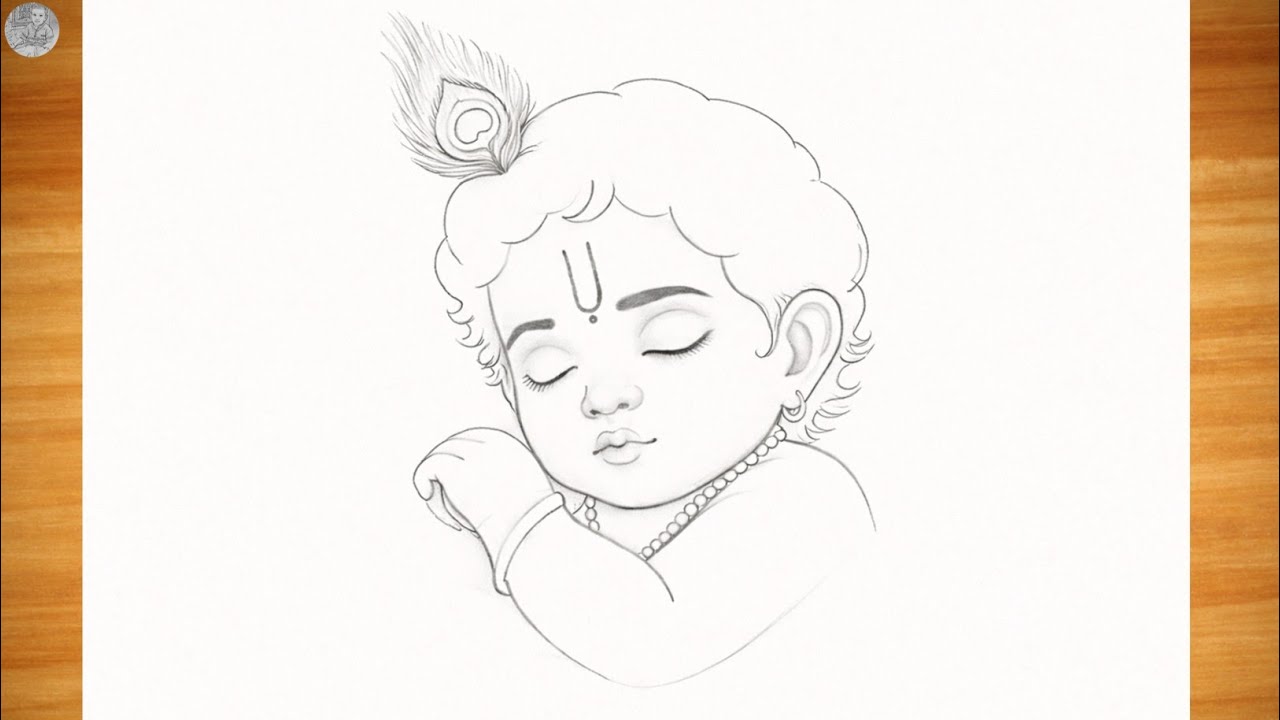 Bal Krishna Pencil Sketch Drawing Step by Step | Cute Baby Krishna Drawing Easy for Beginners 