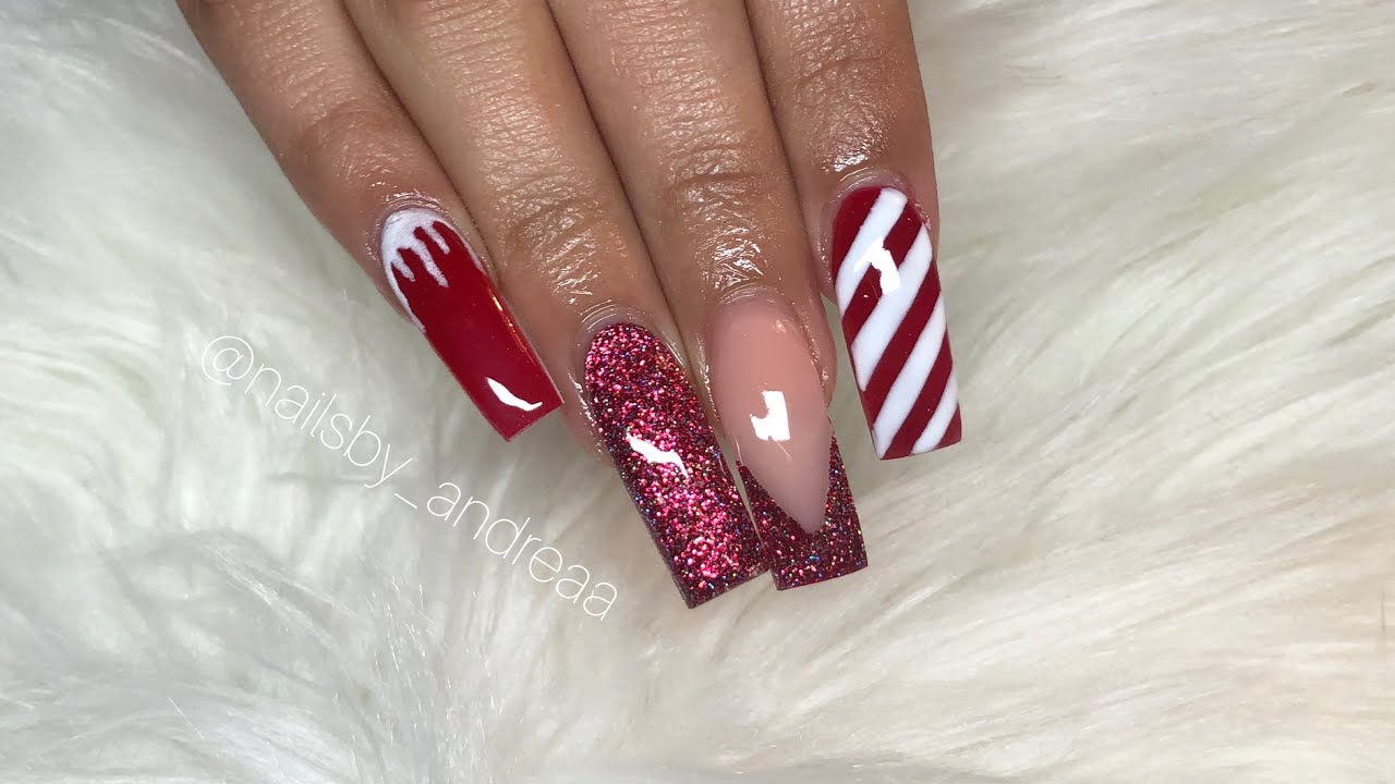 Red Christmas Nails | Acrylic Nails Tutorial