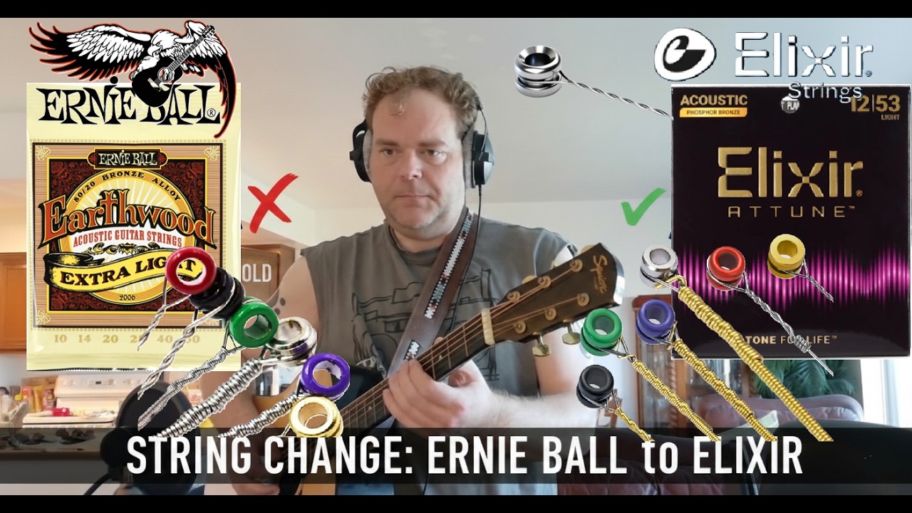 New Elixir Attune vs. Ernie Ball Earthwoods- Squier Dreadnought Acoustic Guitar Sound Check #80