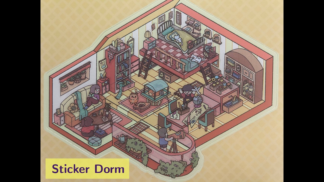 ASMR Sticker Scene | Building a Cozy Student Dorm Study Room