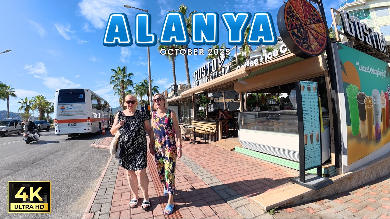 Alanya Oba Center and Beach Walking Tour | Antalya Turkey | October 13, 2025 [4K HD]