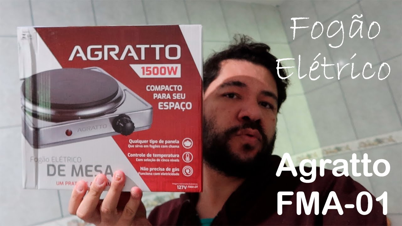 Fogão ⚡Elétrico de Mesa Agratto FMA-01, 1 Prato, 1500W, 127V, Inox