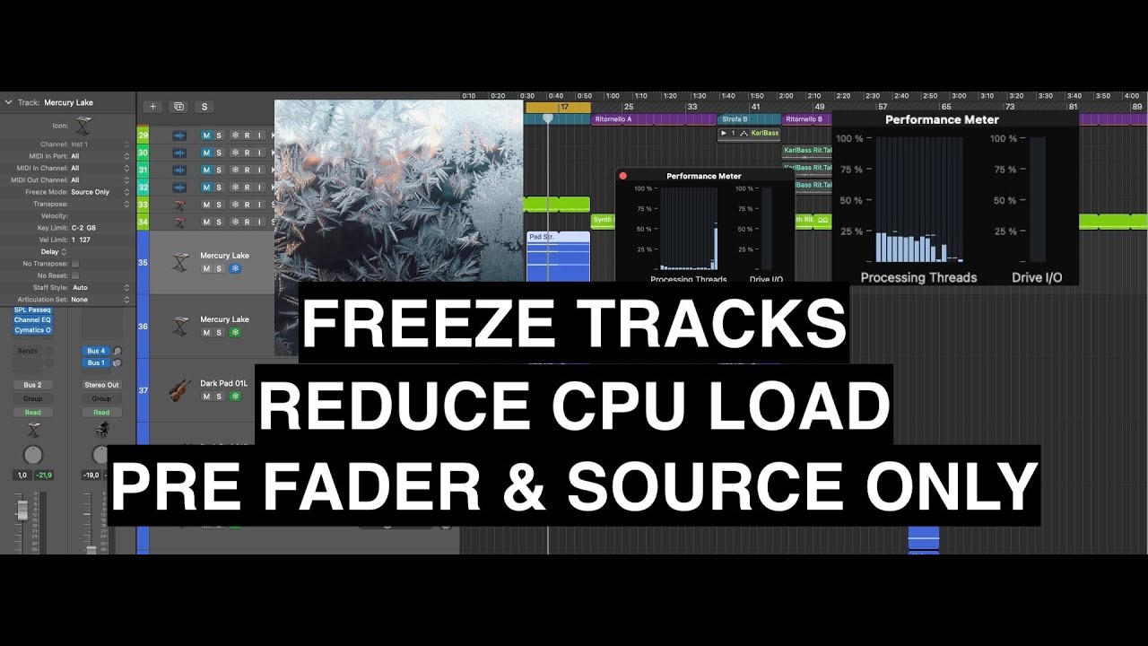 Logic Pro - Reduce CPU Load with FREEZE TRACKS - PRE FADER & SOURCE ONLY mode Explained