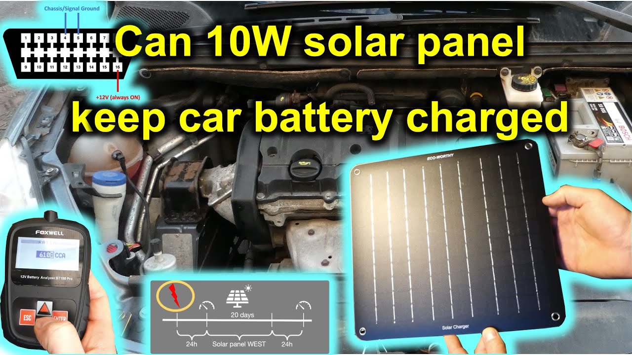 Can 10W solar panel keep a car battery charged or topped up? How do you connect it?