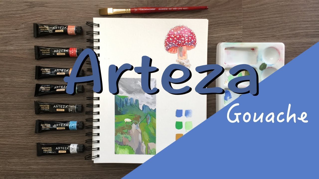 Painting Mushrooms and Landscapes 🍄 Arteza Gouache REVIEW 🎨