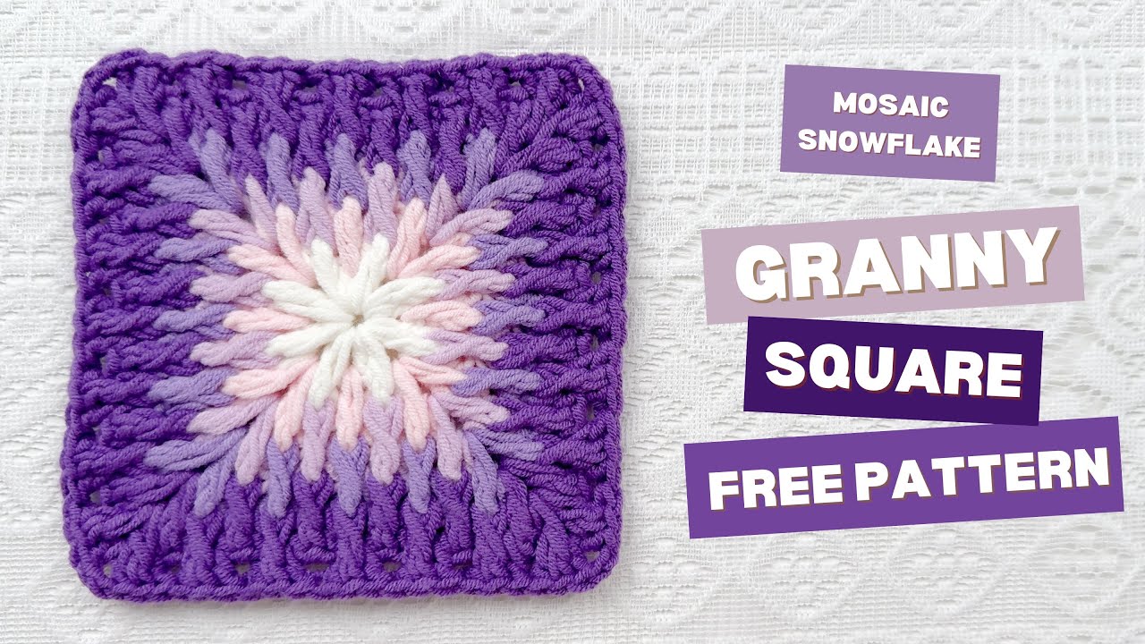 Mosaic Snowflake Granny Square - Free Pattern