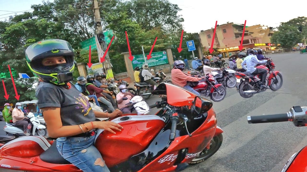 Public REACTION 😱 when GIRL RIDES HAYABUSA 🤯